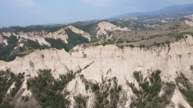 Melnik kum piramitlerinin hava manzarası, Blagoevgrad bölgesi, Bulgaristan