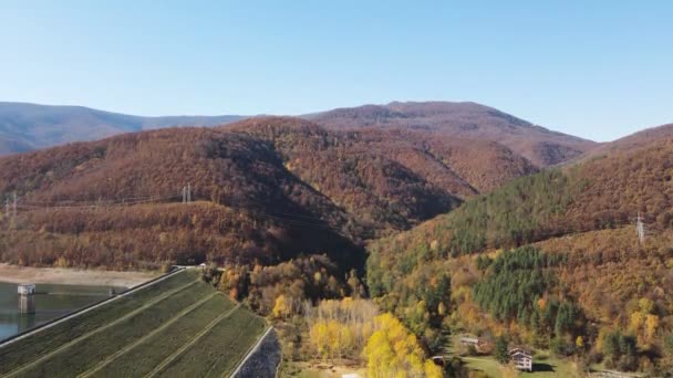 Luftaufnahme Des Bebresh Stausees Vitinya Pass Gebiet Sofia Bulgarien — Stockvideo