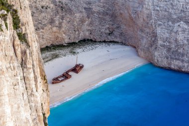 Zakynthos, İyon Adası, Yunanistan 'ın inanılmaz kıyı şeridi