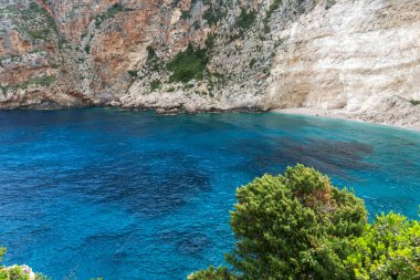 Zakynthos, İyon Adası, Yunanistan 'ın inanılmaz kıyı şeridi