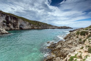 Zakynthos, İyon Adası, Yunanistan 'ın inanılmaz kıyı şeridi