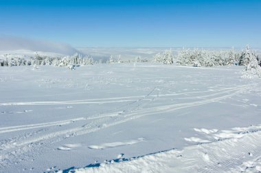 Bulgaristan 'ın Sofya Şehir Bölgesi, Vitosha Dağı' nın İnanılmaz Kış manzarası