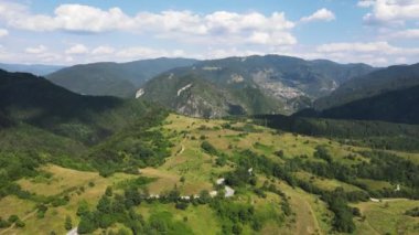Aerial summer view of Rhodope Mountains near Borino, Smolyan Region, Bulgaria