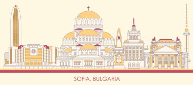 Cartoon Skyline panorama of city of Sofia, Bulgaria - vector illustration clipart