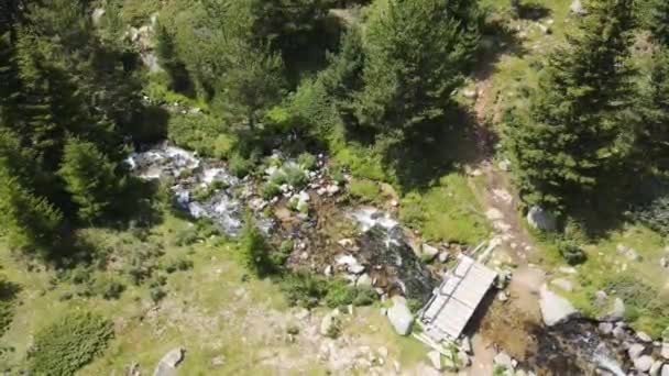 Vista Aérea Incrível Rio Begovitsa Montanha Pirin Bulgária — Vídeo de Stock
