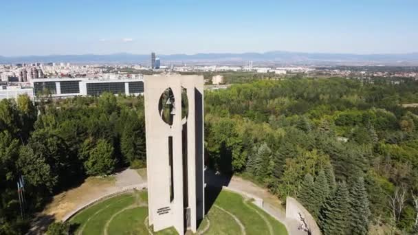 Sofia Bulgarie Septembre 2021 Vue Aérienne Mémorial Drapeau Paix Zname — Video