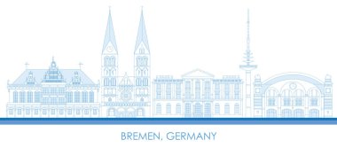 Bremen, Almanya 'nın Skyline ana hatları - vektör illüstrasyon