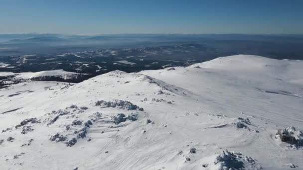 Flygfoto Vinter Utsikt Över Vitosha Mountain Nära Cherni Vrah Topp — Stockvideo
