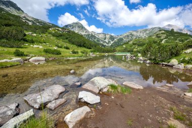 Bulgaristan 'ın Banderitsa Nehri yakınlarındaki Pirin Dağı' nın şaşırtıcı yaz manzarası