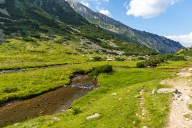 Bulgaristan 'ın Banderitsa Nehri yakınlarındaki Pirin Dağı' nın şaşırtıcı yaz manzarası