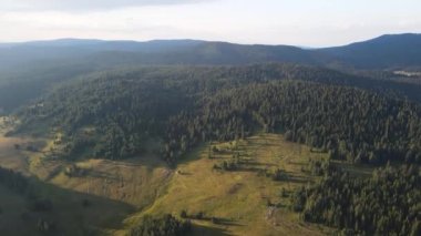 Aerial Sunset view of  Rhodopes Mountains near Beglika Reservoir, Pazardzhik Region, Bulgaria