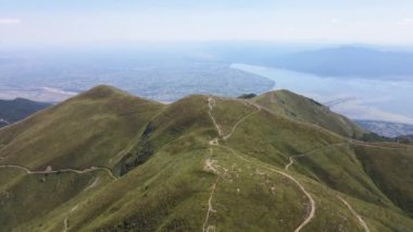 Aerial sunset view of Belasitsa Mountain, Blagoevgrad Region, Bulgaria