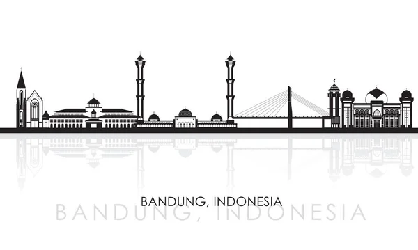 Silhueta Skyline Panorama Cidade Bandung Indonésia Ilustração Vetorial —  Vetores de Stock