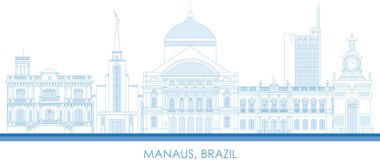 Brezilya 'nın Manaus şehrinin Skyline ana hatları - vektör illüstrasyonu