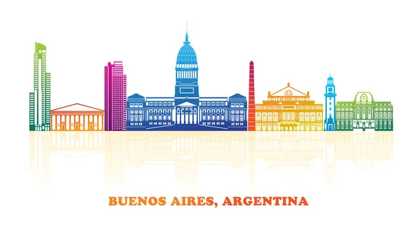 Panorama Colorido Horizonte Cidade Buenos Aires Argentina Ilustração Vetorial —  Vetores de Stock