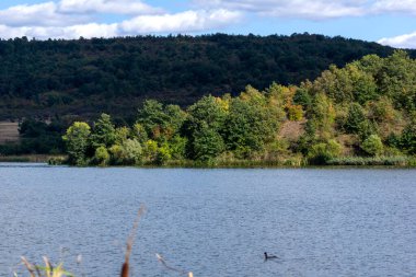 Pchelina Reservoir, Pernik Bölgesi, Bulgaristan 'ın sonbahar manzarası