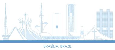 Brezilya 'nın Brasilia şehrinin Skyline ana hatları - vektör illüstrasyonu