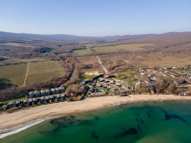 Bulgaristan 'ın Burgaz Bölgesi, Irakli bölgesindeki Vaya plajının şaşırtıcı hava manzarası