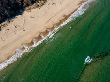 Bulgaristan 'ın Burgaz Bölgesi, Irakli bölgesindeki Vaya plajının şaşırtıcı hava manzarası