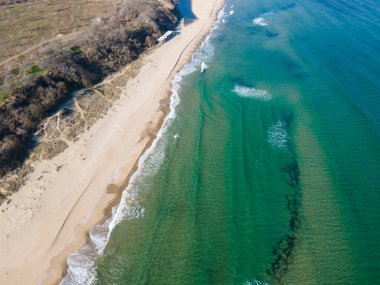 Bulgaristan 'ın Burgaz Bölgesi, Irakli bölgesindeki Vaya plajının şaşırtıcı hava manzarası