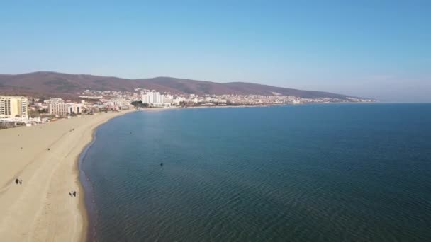 Fantastisk Antenn Utsikt Stad Sunny Beach Burgas Region Bulgarien — Stockvideo