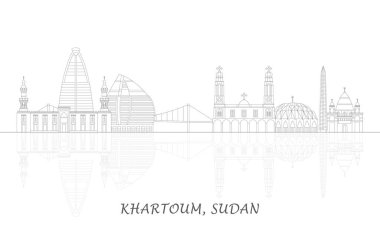 Hartum, Sudan 'ın Skyline ana hatları - vektör illüstrasyonu