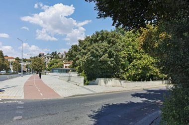 PLOVDIV, BULGARIA - AUGUST 2, 2022: Typical Street and houses at the center of city of Plovdiv, Bulgaria