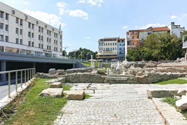 PLOVDIV, BULGARIA - AUGUST 2, 2022: Typical Street and houses at the center of city of Plovdiv, Bulgaria