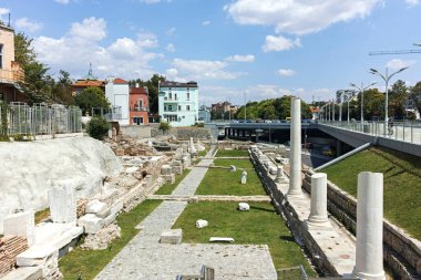 PLOVDIV, BULGARIA - AUGUST 2, 2022: Typical Street and houses at the center of city of Plovdiv, Bulgaria