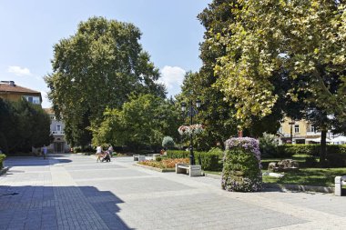 PLOVDIV, BULGARIA - AUGUST 2, 2022: Typical Street and houses at the center of city of Plovdiv, Bulgaria