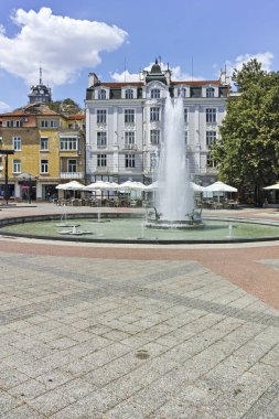 PLOVDIV, BULGARIA - AUGUST 2, 2022: Typical Street and houses at the center of city of Plovdiv, Bulgaria