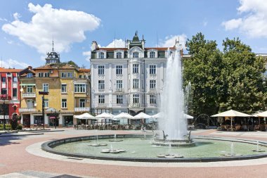 PLOVDIV, BULGARIA - AUGUST 2, 2022: Typical Street and houses at the center of city of Plovdiv, Bulgaria