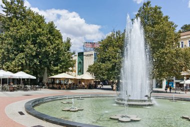 PLOVDIV, BULGARIA - AUGUST 2, 2022: Typical Street and houses at the center of city of Plovdiv, Bulgaria
