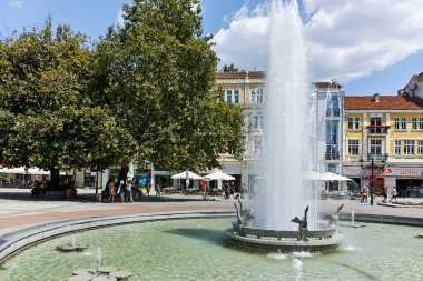 PLOVDIV, BULGARIA - AUGUST 2, 2022: Typical Street and houses at the center of city of Plovdiv, Bulgaria