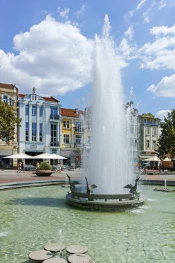 PLOVDIV, BULGARIA - AUGUST 2, 2022: Typical Street and houses at the center of city of Plovdiv, Bulgaria