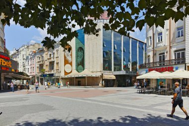 PLOVDIV, BULGARIA - AUGUST 2, 2022: Typical Street and houses at the center of city of Plovdiv, Bulgaria
