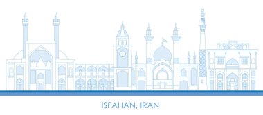 Outline Skyline panorama of city of Isfahan, Iran  - vector illustration