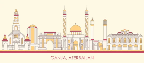 Cartoon Skyline Panorama City Ganja Azerbaijan Vector Illustration — Stock Vector