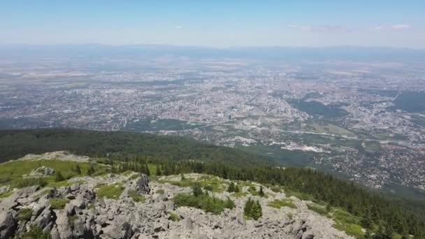 Amazing Aerial View Vitosha Mountain Kamen Del Peak Bulgaria — 비디오