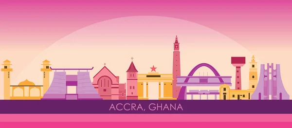 Sunset Skyline Panorama City Accra Ghana Vector Illustration — Vettoriale Stock