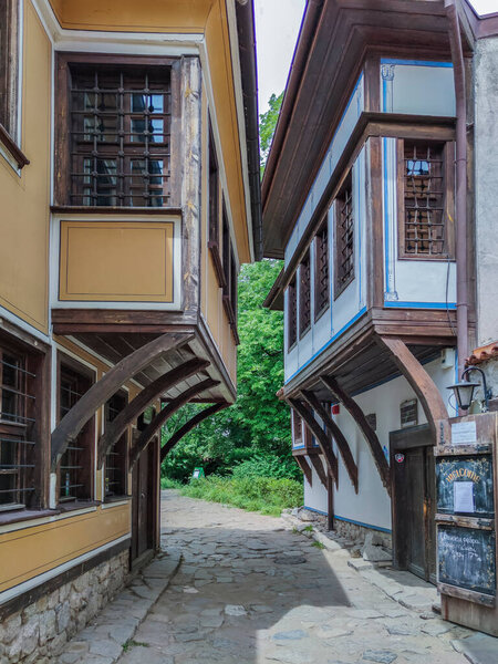 Типичные улицы и дома в Старый город Пловдив, Болгария