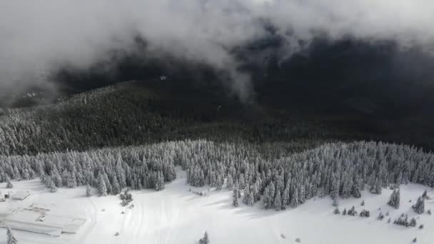 Amazing Aerial Winter View Rila Mountain Belmeken Dam Bulgaria — 图库视频影像