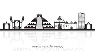 Silhouette Skyline panorama of city of Merida, Yucatan, Mexico - vector illustration