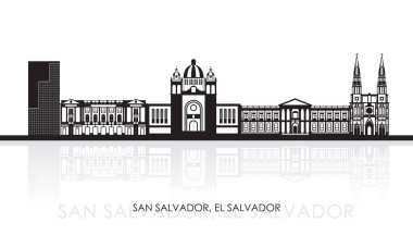 Silhouette Skyline panorama of city of San Salvador, El Salvador- vector illustration