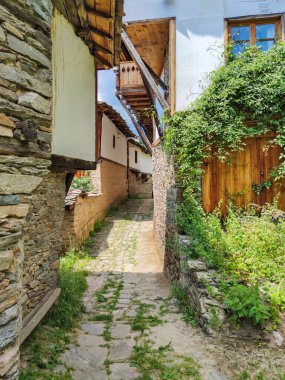 Bulgaristan 'ın Blagoevgrad Bölgesi, Otantik 19. yüzyıl evleriyle Kovaçevitsa köyü