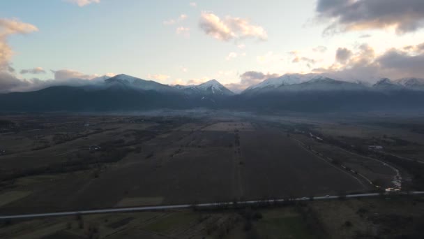 Amazing Aerial Sunset View Pirin Mountain Bulgaria — Wideo stockowe