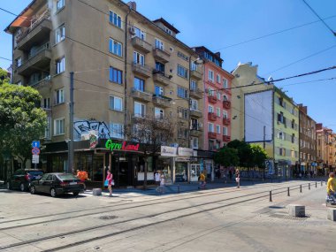 SOFIA, BULGARIA - JULY 11, 2021: Amazing Panoramic view of center of city of Sofia, Bulgaria
