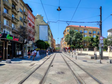 SOFIA, BULGARIA - JULY 11, 2021: Amazing Panoramic view of center of city of Sofia, Bulgaria