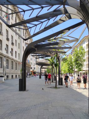 SOFIA, BULGARIA - JULY 11, 2021: Amazing Panoramic view of center of city of Sofia, Bulgaria