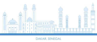 Outline Skyline panorama of city of Dakar, Senegal - vector illustration